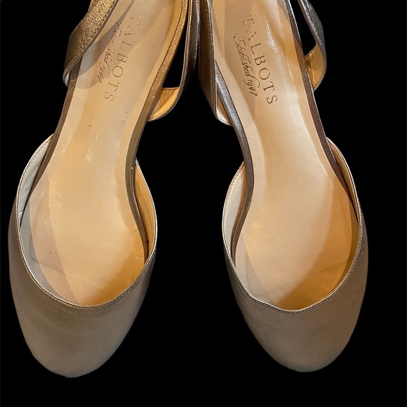 Talbots Gold Metallic Flat Shoes with Elasticized Back - Picture 2 of 4